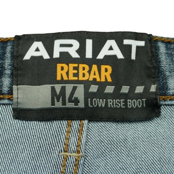 Ariat Rebar Men's M4 Low Rise Boot Blue Denim Jeans Size 34 / 34 - Picture 11 of 14